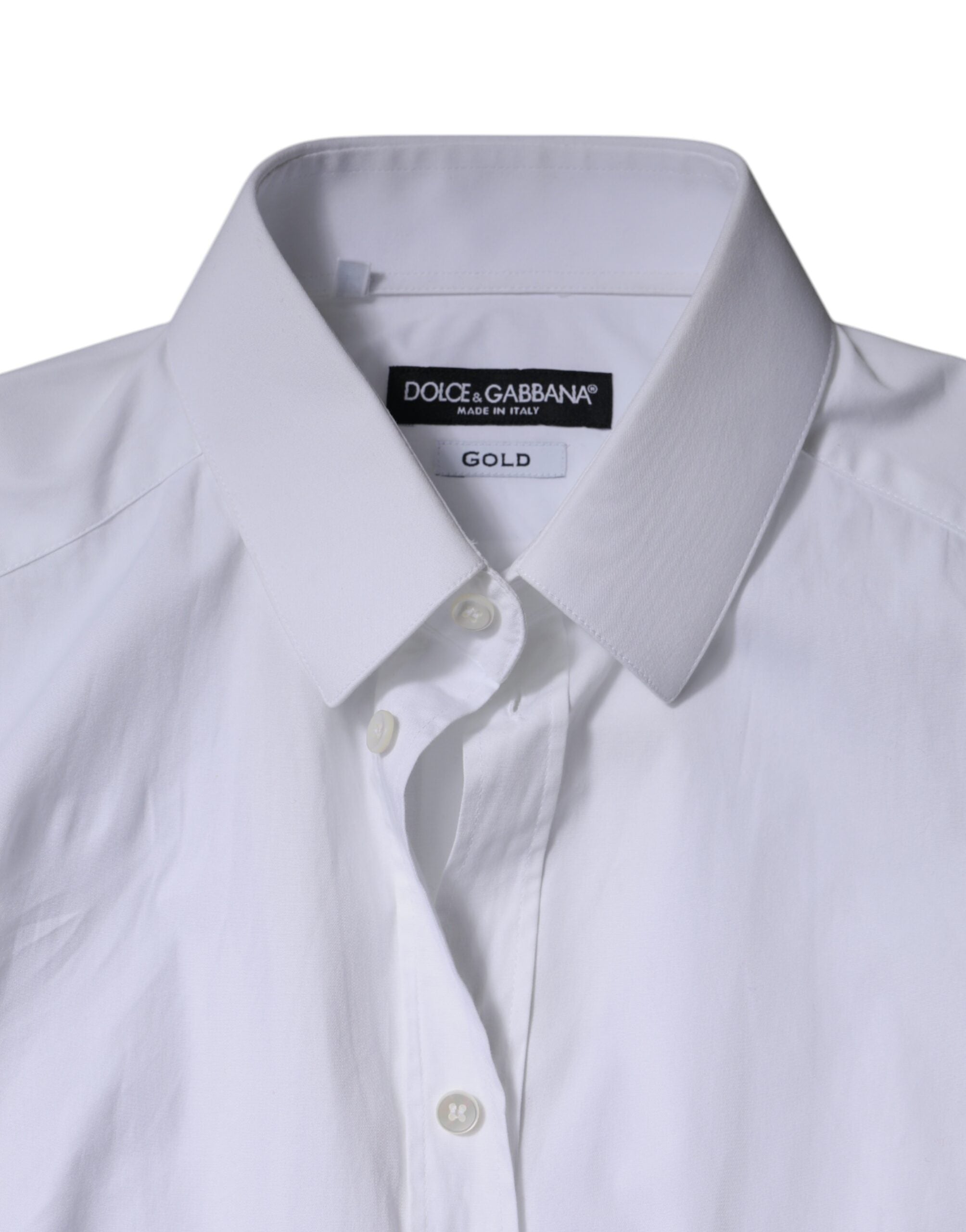 Dolce & Gabbana White formal men's shirt GOLD made of cotton